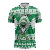 Personalized Power Green Ranger Santa Claus Zipper Polo Shirt Funny Christmas - Wonder Print Shop