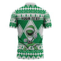 Personalized Power Green Ranger Santa Claus Zipper Polo Shirt Funny Christmas - Wonder Print Shop