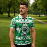 Personalized Power Green Ranger Santa Claus Zipper Polo Shirt Funny Christmas - Wonder Print Shop