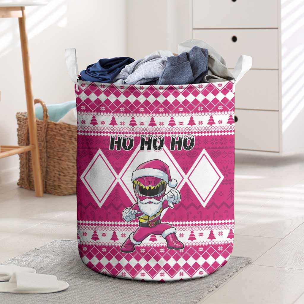 Power Pink Ranger Santa Claus Laundry Basket Funny Christmas - Wonder Print Shop
