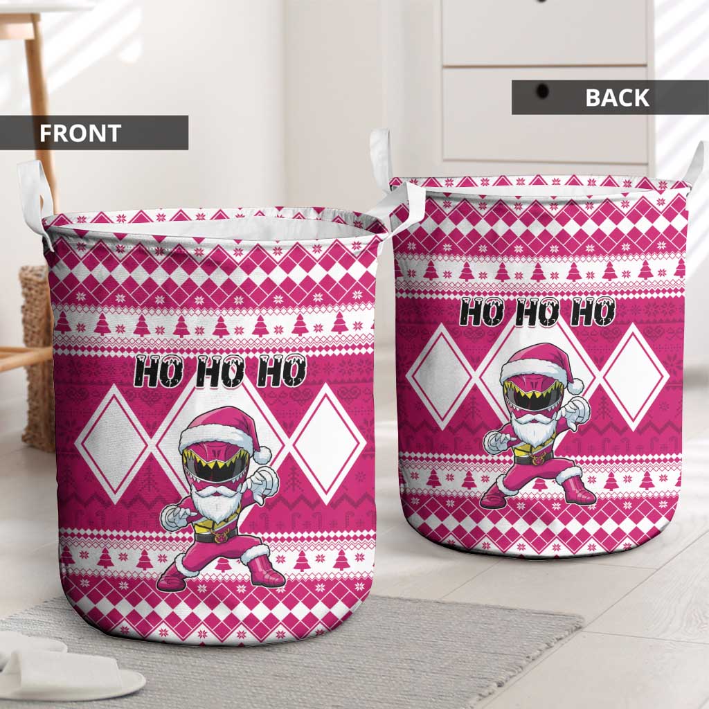 Power Pink Ranger Santa Claus Laundry Basket Funny Christmas - Wonder Print Shop
