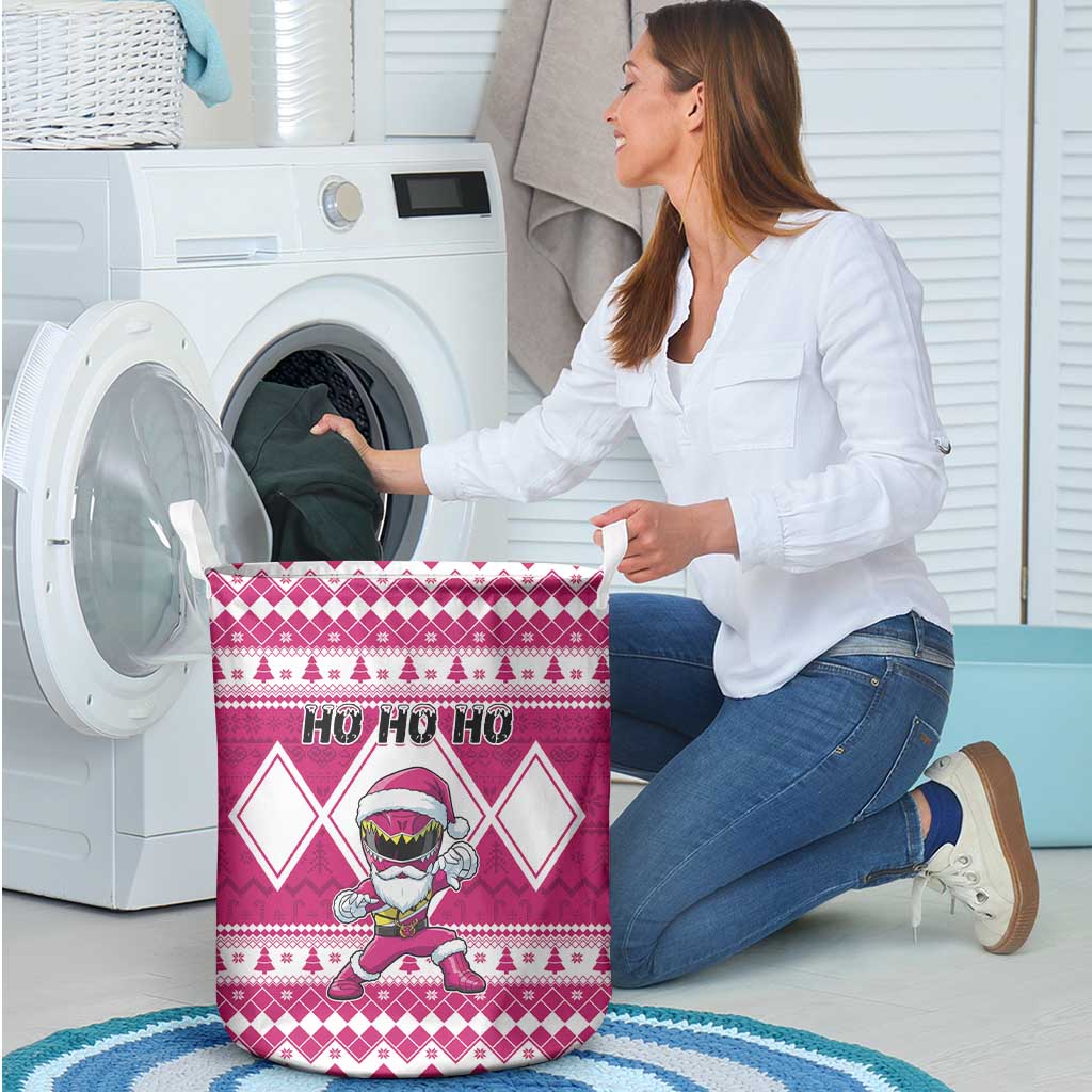 Power Pink Ranger Santa Claus Laundry Basket Funny Christmas - Wonder Print Shop