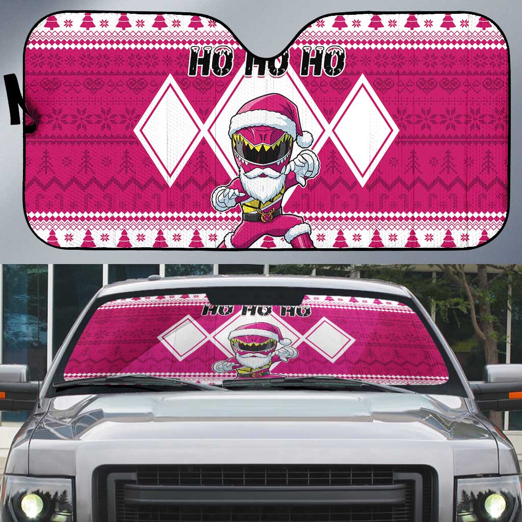 Power Pink Ranger Santa Claus Auto Sun Shade Funny Christmas - Wonder Print Shop