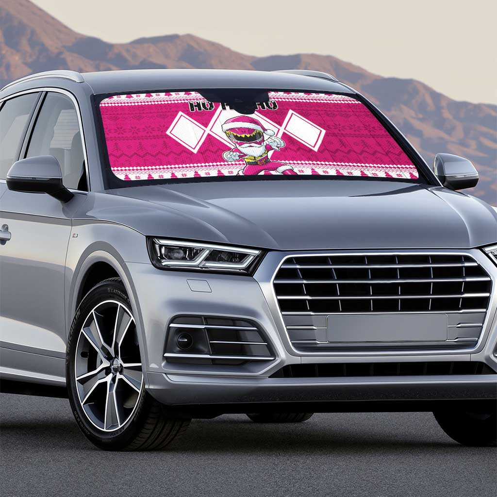 Power Pink Ranger Santa Claus Auto Sun Shade Funny Christmas - Wonder Print Shop