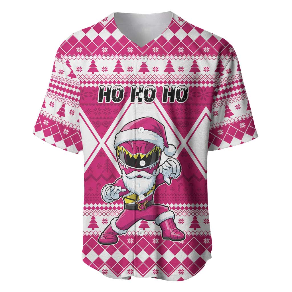 Personalized Power Pink Ranger Santa Claus Baseball Jersey Funny Christmas - Wonder Print Shop