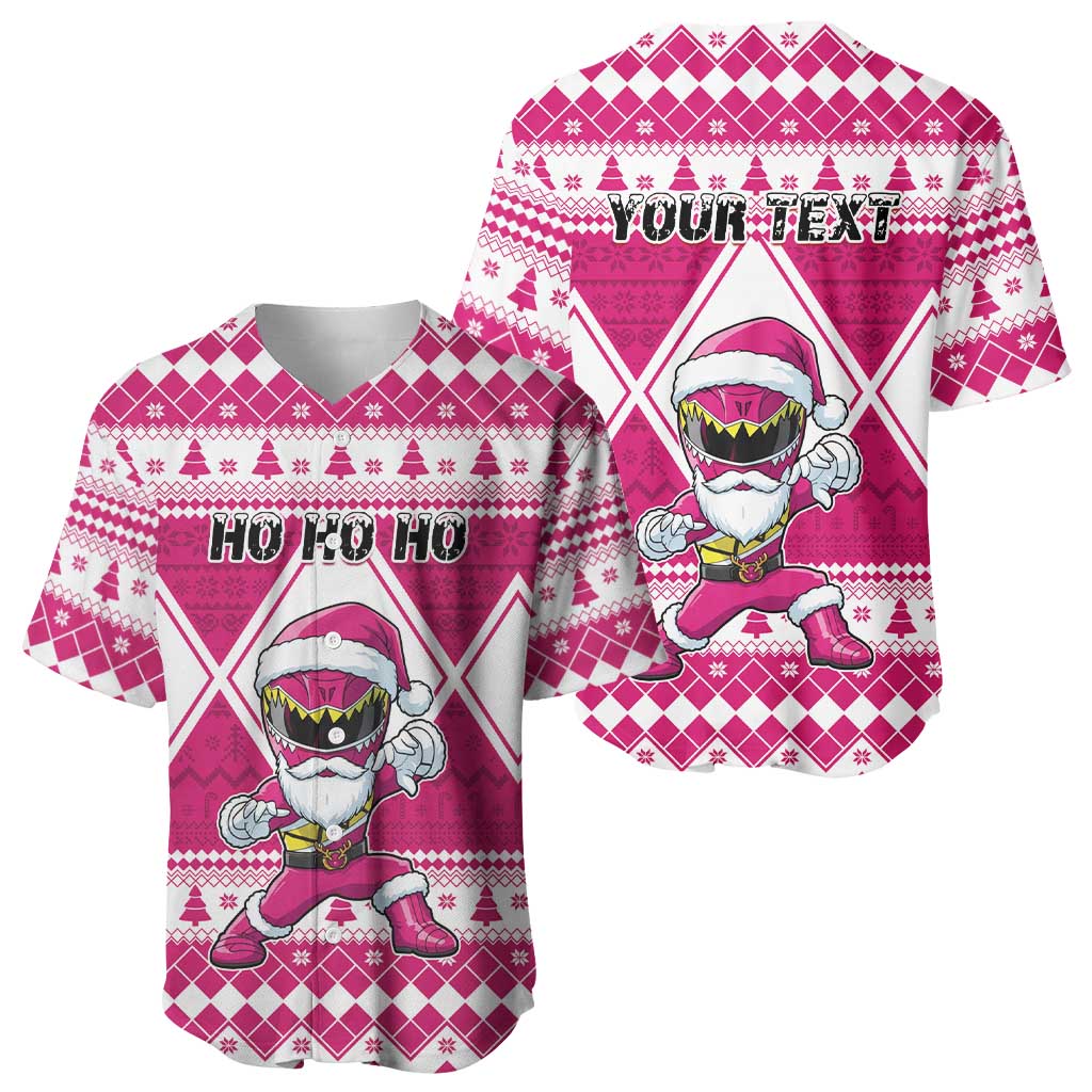 Personalized Power Pink Ranger Santa Claus Baseball Jersey Funny Christmas - Wonder Print Shop