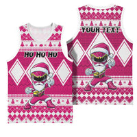 Personalized Power Pink Ranger Santa Claus Basketball Jersey Funny Christmas - Wonder Print Shop