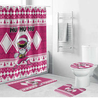 Power Pink Ranger Santa Claus Bathroom Set Funny Christmas - Wonder Print Shop