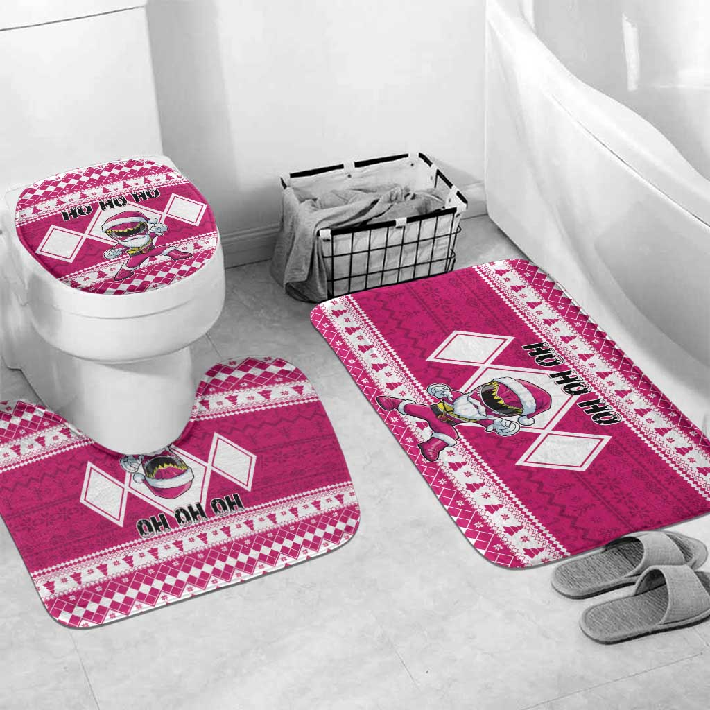Power Pink Ranger Santa Claus Bathroom Set Funny Christmas - Wonder Print Shop