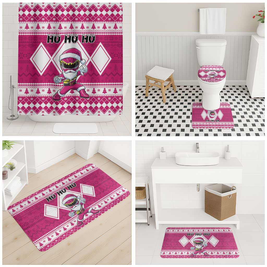 Power Pink Ranger Santa Claus Bathroom Set Funny Christmas - Wonder Print Shop