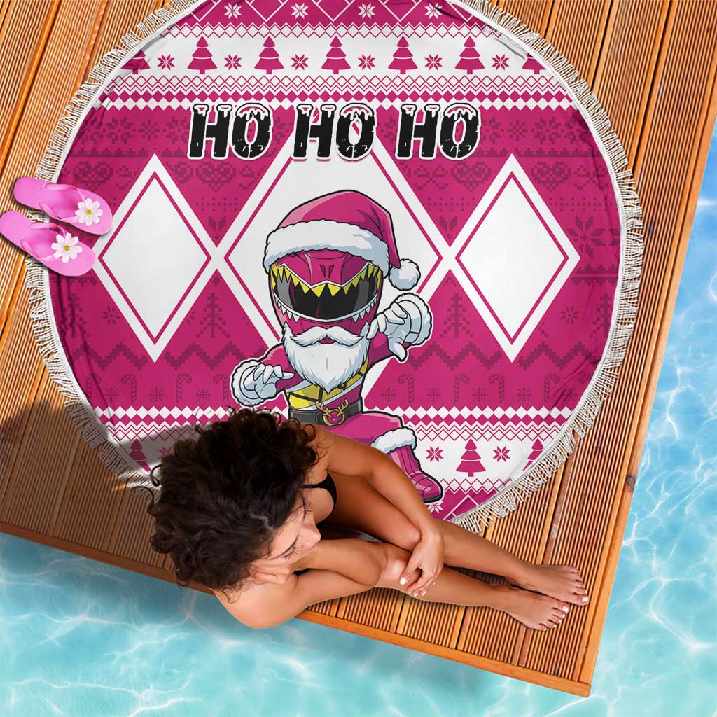 Power Pink Ranger Santa Claus Beach Blanket Funny Christmas - Wonder Print Shop