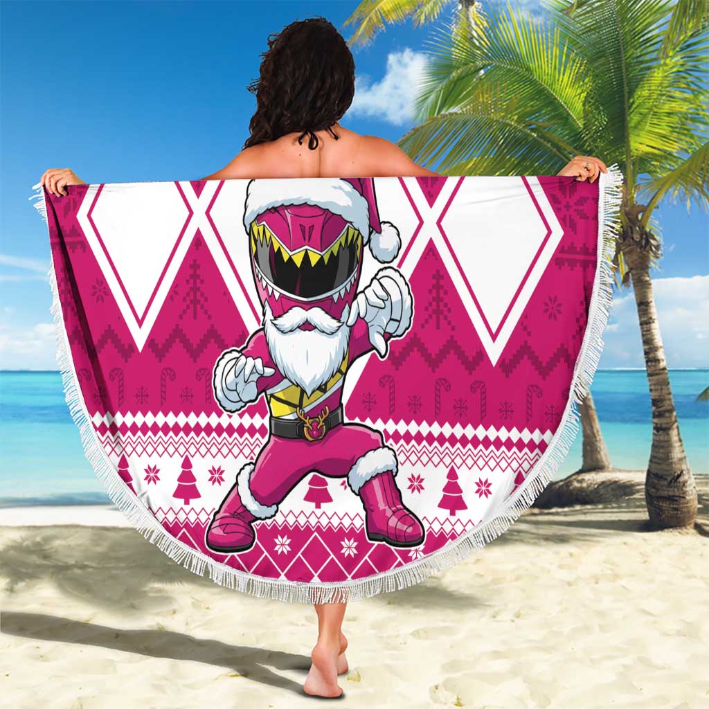 Power Pink Ranger Santa Claus Beach Blanket Funny Christmas - Wonder Print Shop
