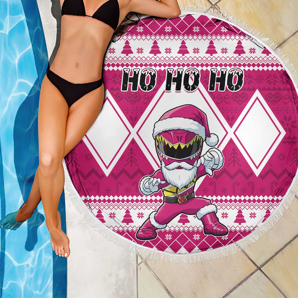 Power Pink Ranger Santa Claus Beach Blanket Funny Christmas - Wonder Print Shop