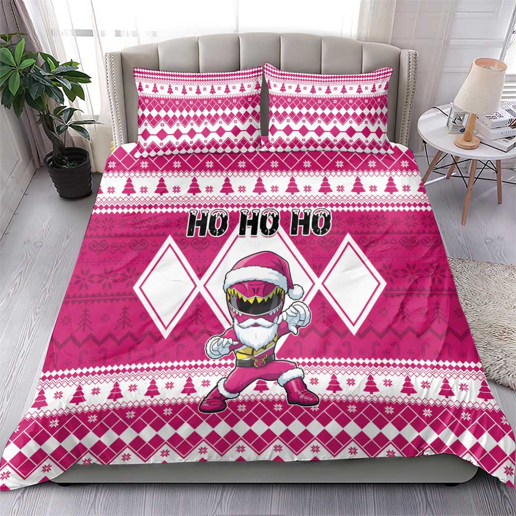 Power Pink Ranger Santa Claus Bedding Set Funny Christmas - Wonder Print Shop