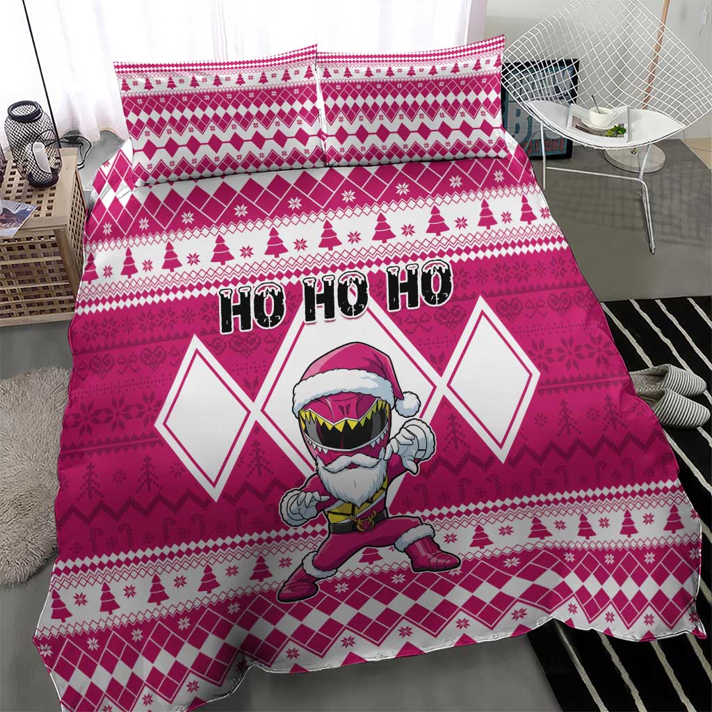 Power Pink Ranger Santa Claus Bedding Set Funny Christmas - Wonder Print Shop