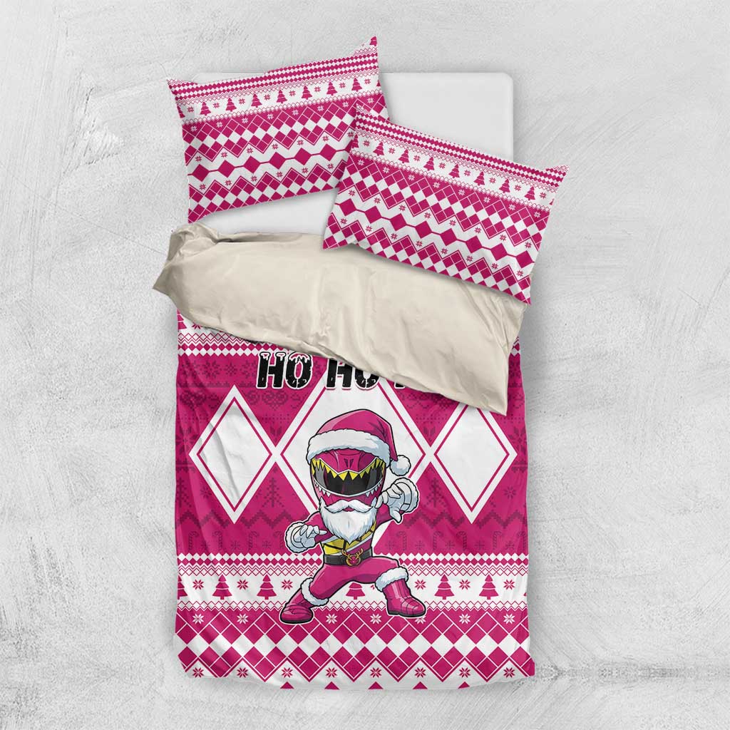 Power Pink Ranger Santa Claus Bedding Set Funny Christmas - Wonder Print Shop