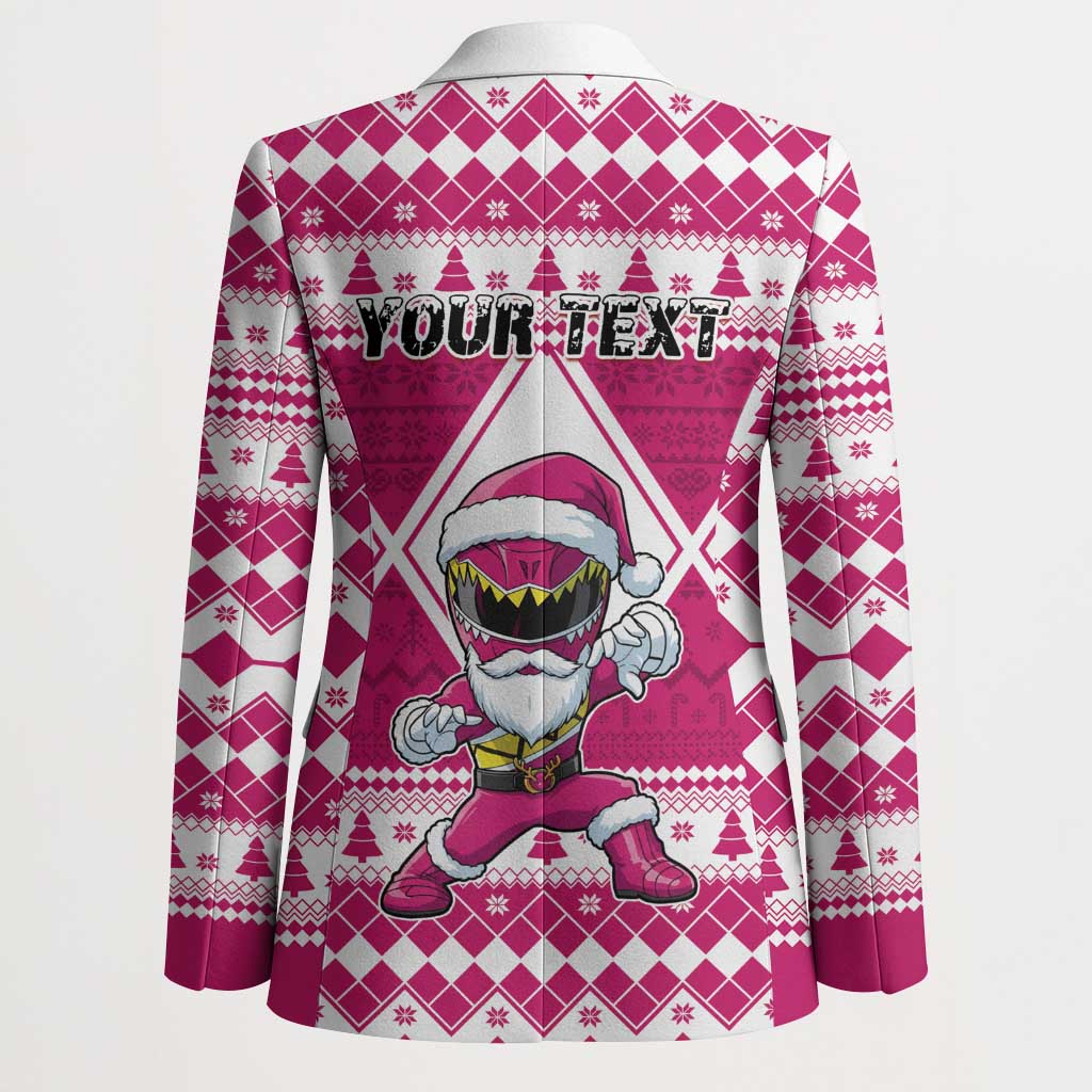 Personalized Power Pink Ranger Santa Claus Blazer Funny Christmas - Wonder Print Shop