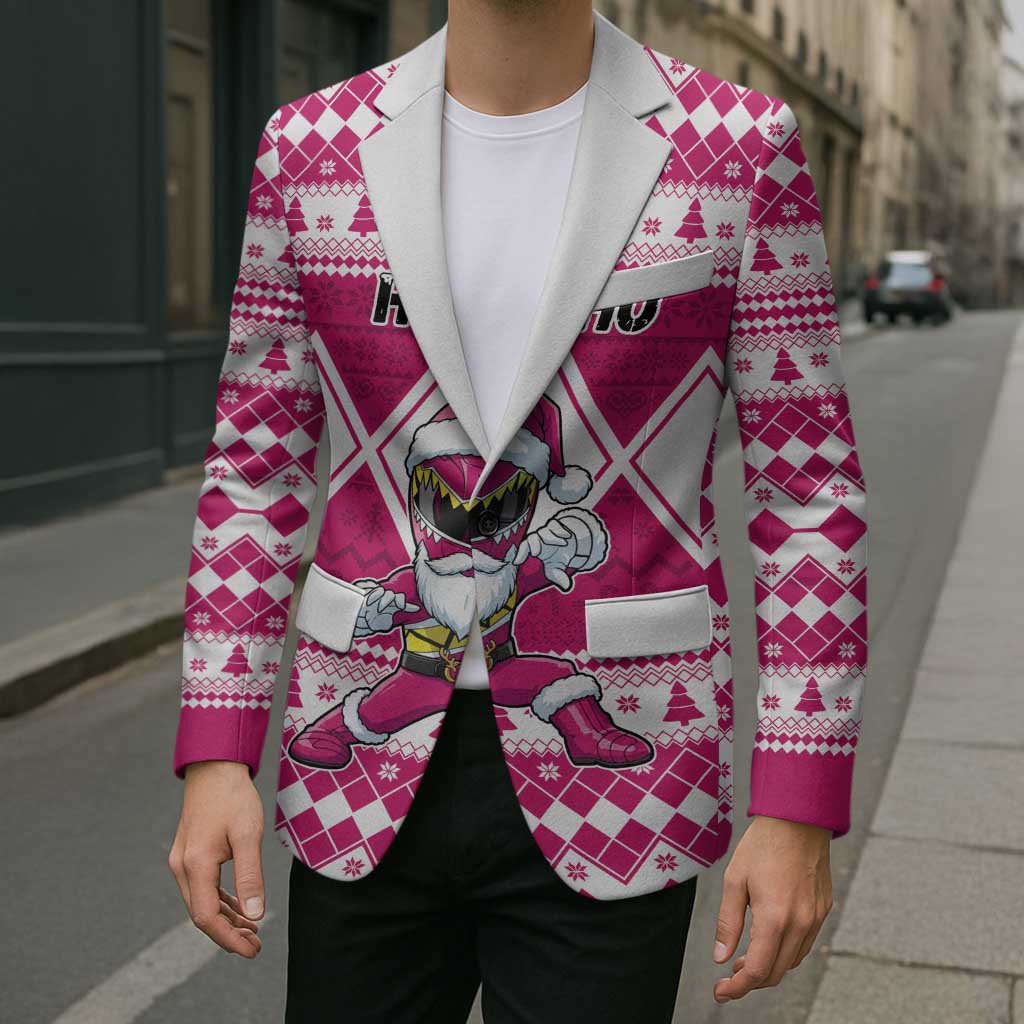 Personalized Power Pink Ranger Santa Claus Blazer Funny Christmas - Wonder Print Shop