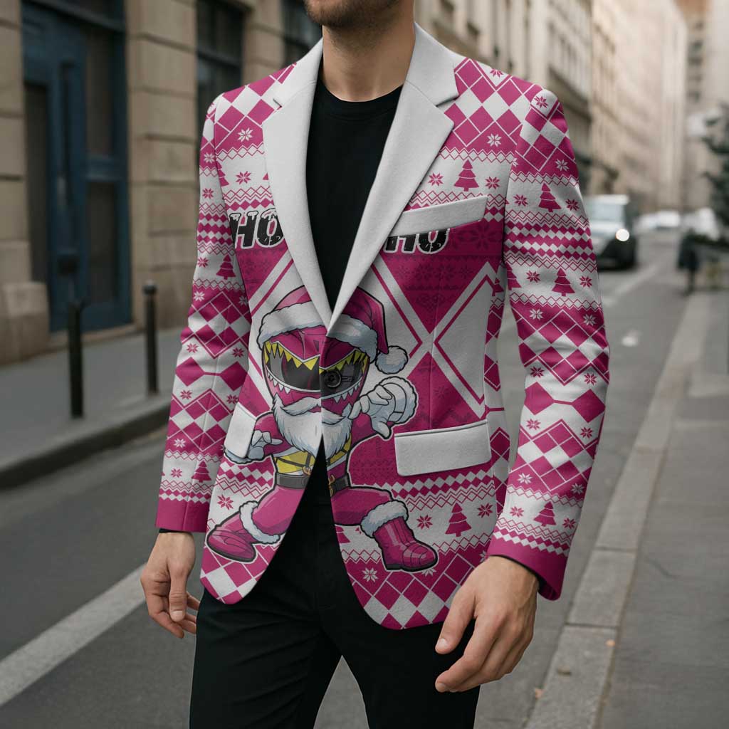 Personalized Power Pink Ranger Santa Claus Blazer Funny Christmas - Wonder Print Shop