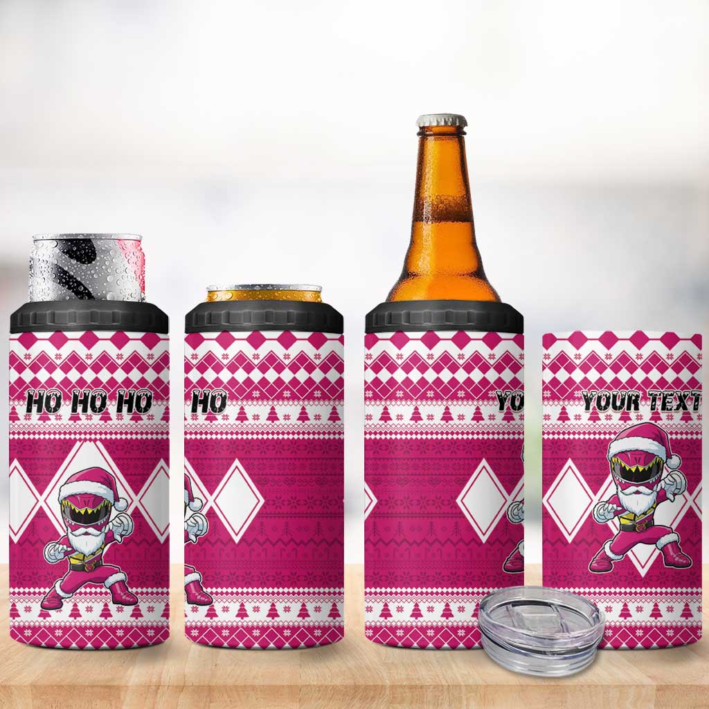 Personalized Power Pink Ranger Santa Claus 4 in 1 Can Cooler Tumbler Funny Christmas - Wonder Print Shop