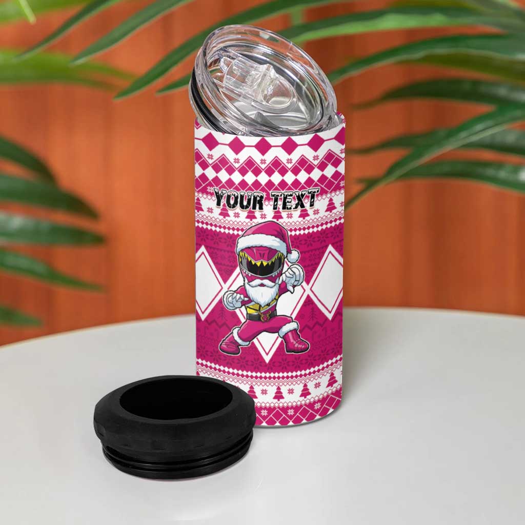 Personalized Power Pink Ranger Santa Claus 4 in 1 Can Cooler Tumbler Funny Christmas - Wonder Print Shop
