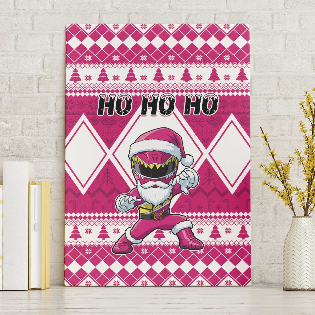 Power Pink Ranger Santa Claus Canvas Wall Art Funny Christmas - Wonder Print Shop