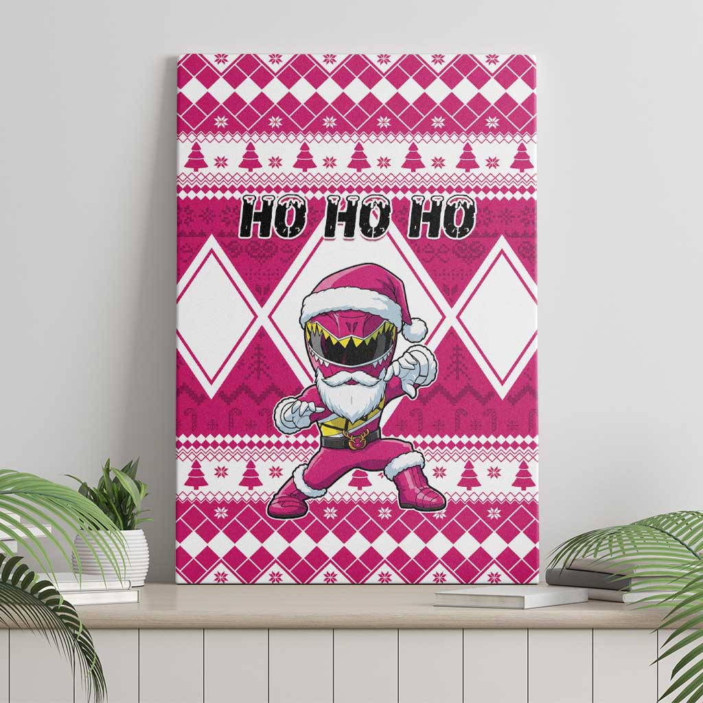 Power Pink Ranger Santa Claus Canvas Wall Art Funny Christmas - Wonder Print Shop