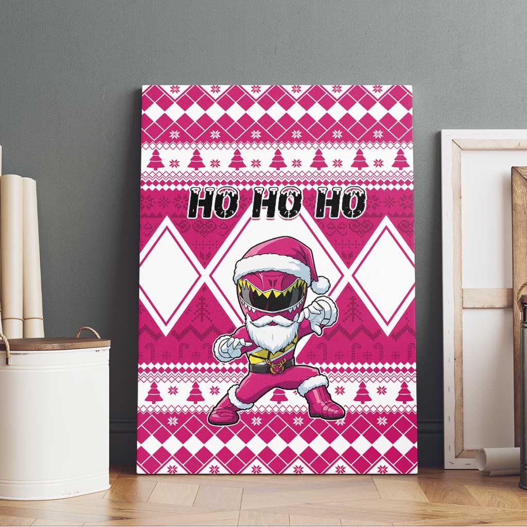 Power Pink Ranger Santa Claus Canvas Wall Art Funny Christmas - Wonder Print Shop