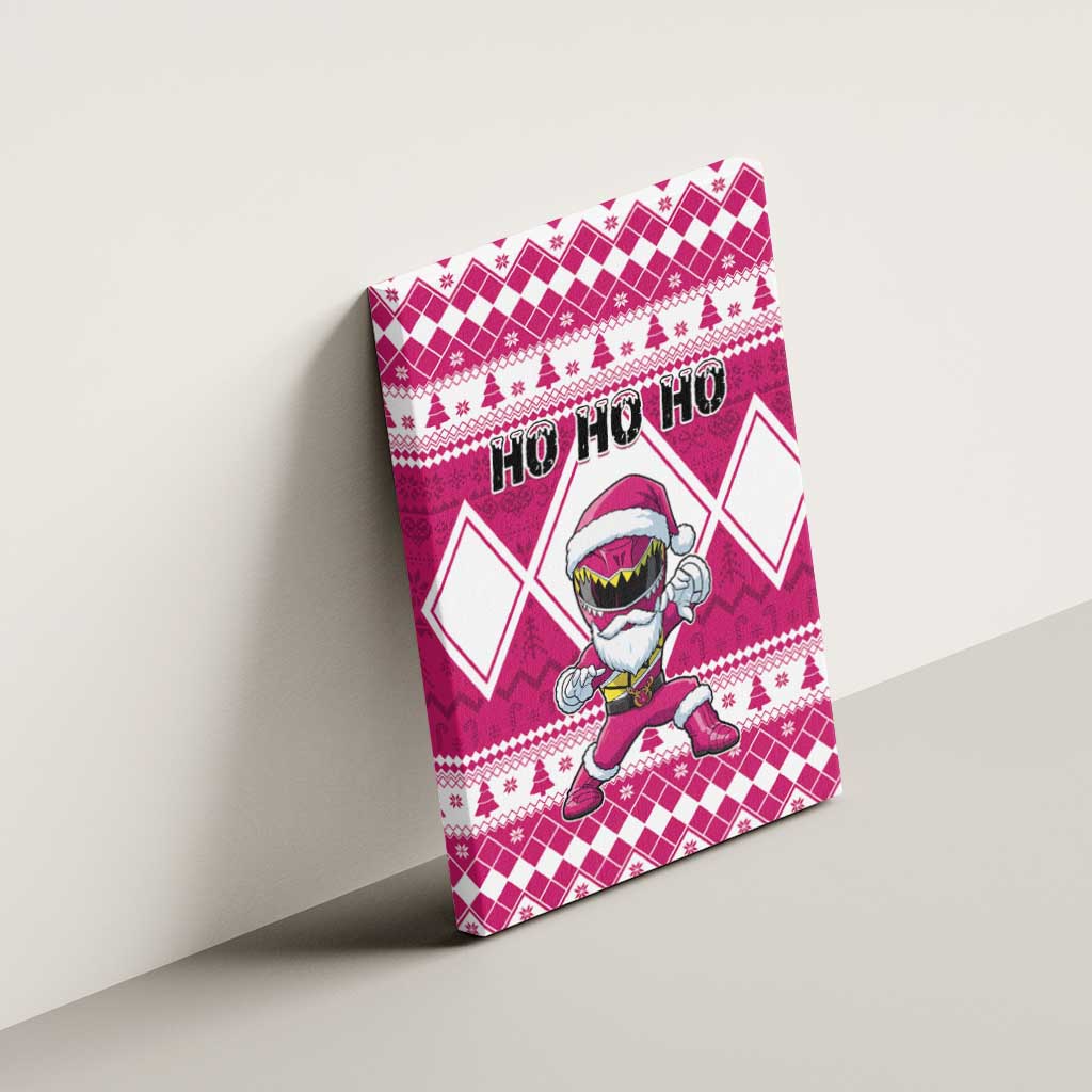 Power Pink Ranger Santa Claus Canvas Wall Art Funny Christmas - Wonder Print Shop