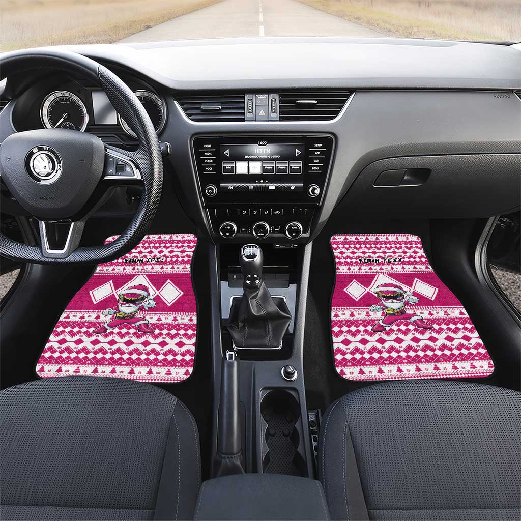 Personalized Power Pink Ranger Santa Claus Car Mats Funny Christmas - Wonder Print Shop
