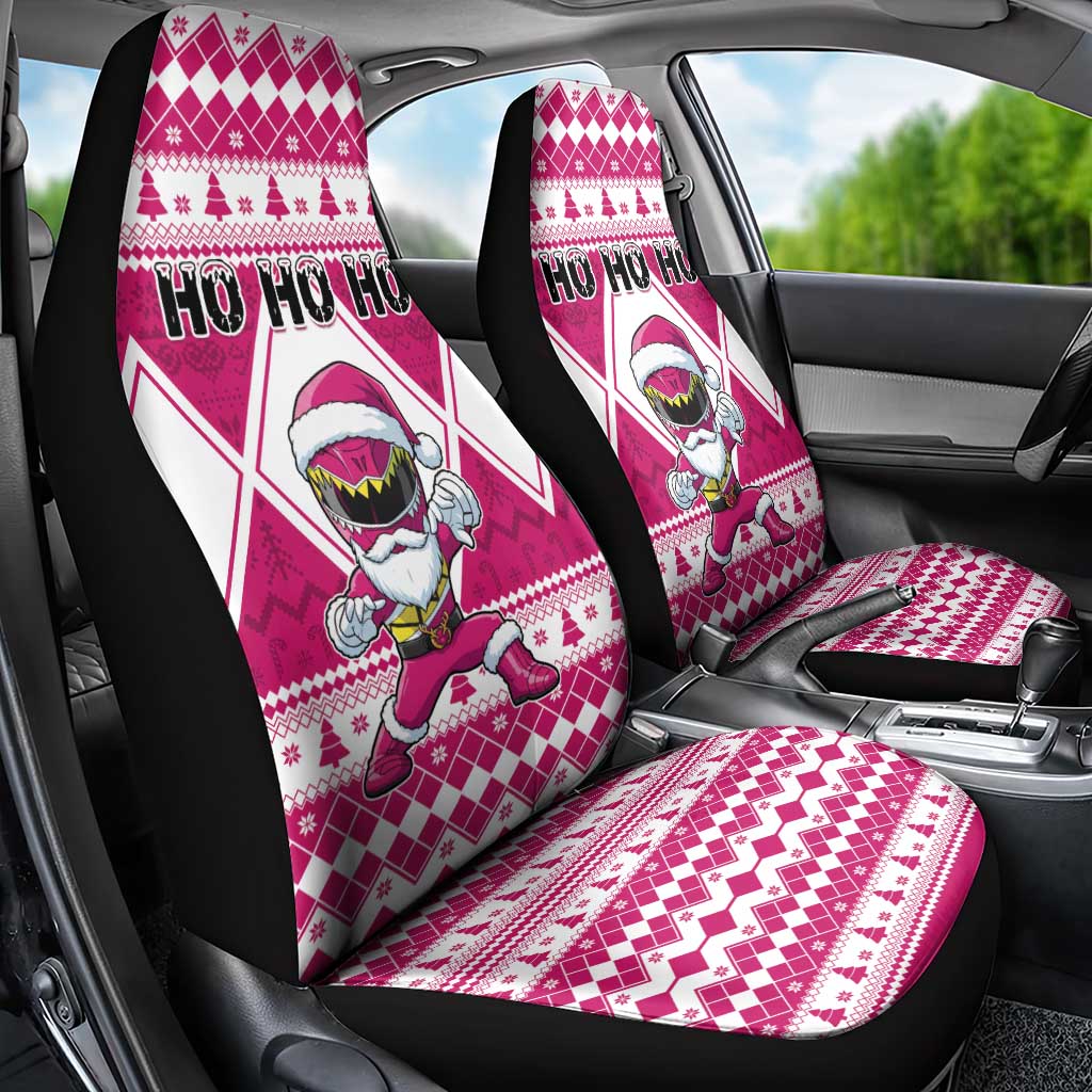 Power Pink Ranger Santa Claus Car Seat Cover Funny Christmas - Wonder Print Shop