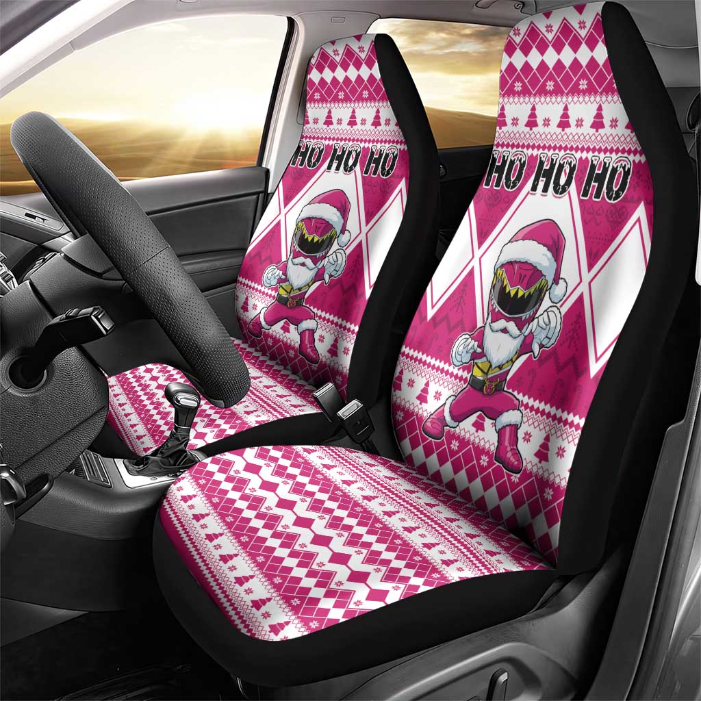Power Pink Ranger Santa Claus Car Seat Cover Funny Christmas - Wonder Print Shop