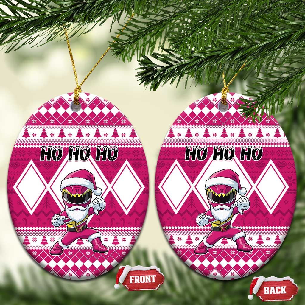 Power Pink Ranger Santa Claus Ceramic Ornament Funny Christmas - Wonder Print Shop