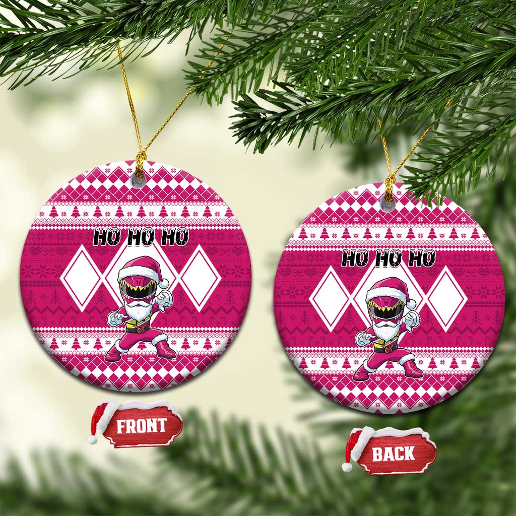 Power Pink Ranger Santa Claus Ceramic Ornament Funny Christmas - Wonder Print Shop