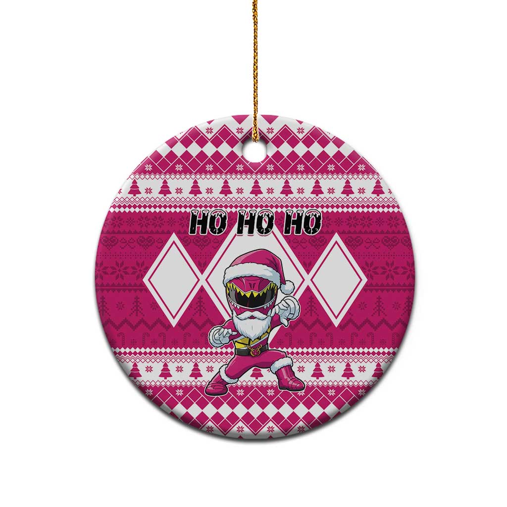 Power Pink Ranger Santa Claus Ceramic Ornament Funny Christmas - Wonder Print Shop