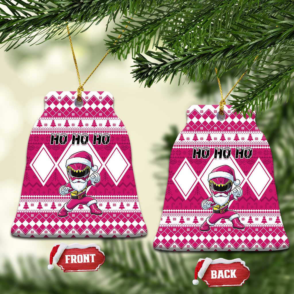 Power Pink Ranger Santa Claus Ceramic Ornament Funny Christmas - Wonder Print Shop