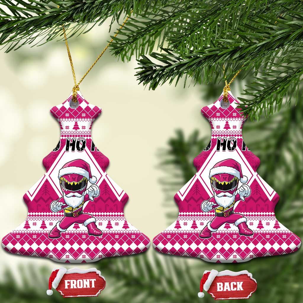 Power Pink Ranger Santa Claus Ceramic Ornament Funny Christmas - Wonder Print Shop