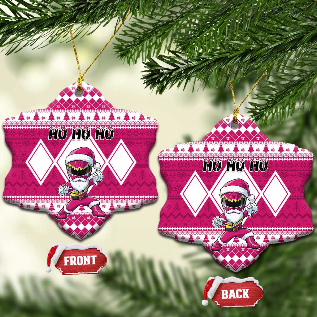 Power Pink Ranger Santa Claus Ceramic Ornament Funny Christmas - Wonder Print Shop