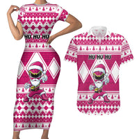 Personalized Power Pink Ranger Santa Claus Couples Matching Short Sleeve Bodycon Dress and Hawaiian Shirt Funny Christmas - Wonder Print Shop