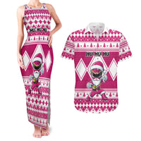 Personalized Power Pink Ranger Santa Claus Couples Matching Tank Maxi Dress and Hawaiian Shirt Funny Christmas - Wonder Print Shop