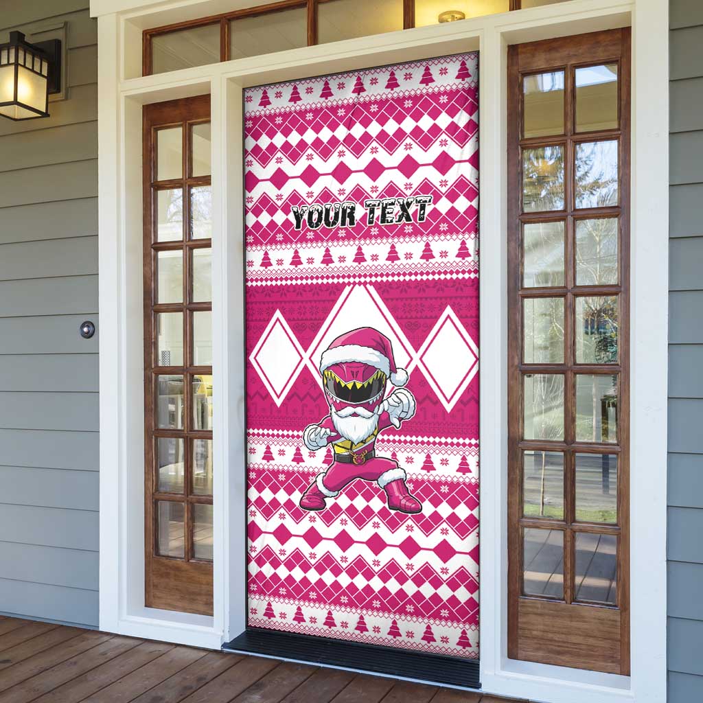 Personalized Power Pink Ranger Santa Claus Door Cover Funny Christmas - Wonder Print Shop