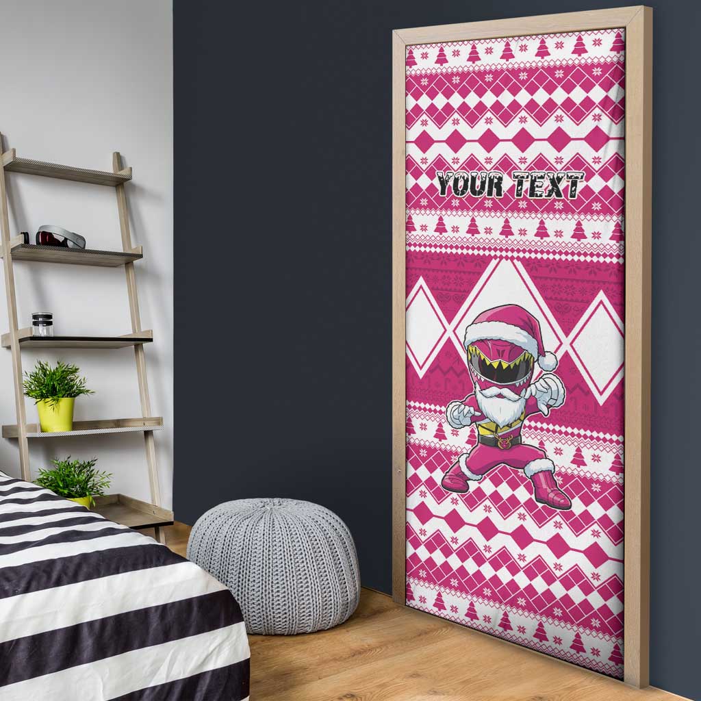 Personalized Power Pink Ranger Santa Claus Door Cover Funny Christmas - Wonder Print Shop
