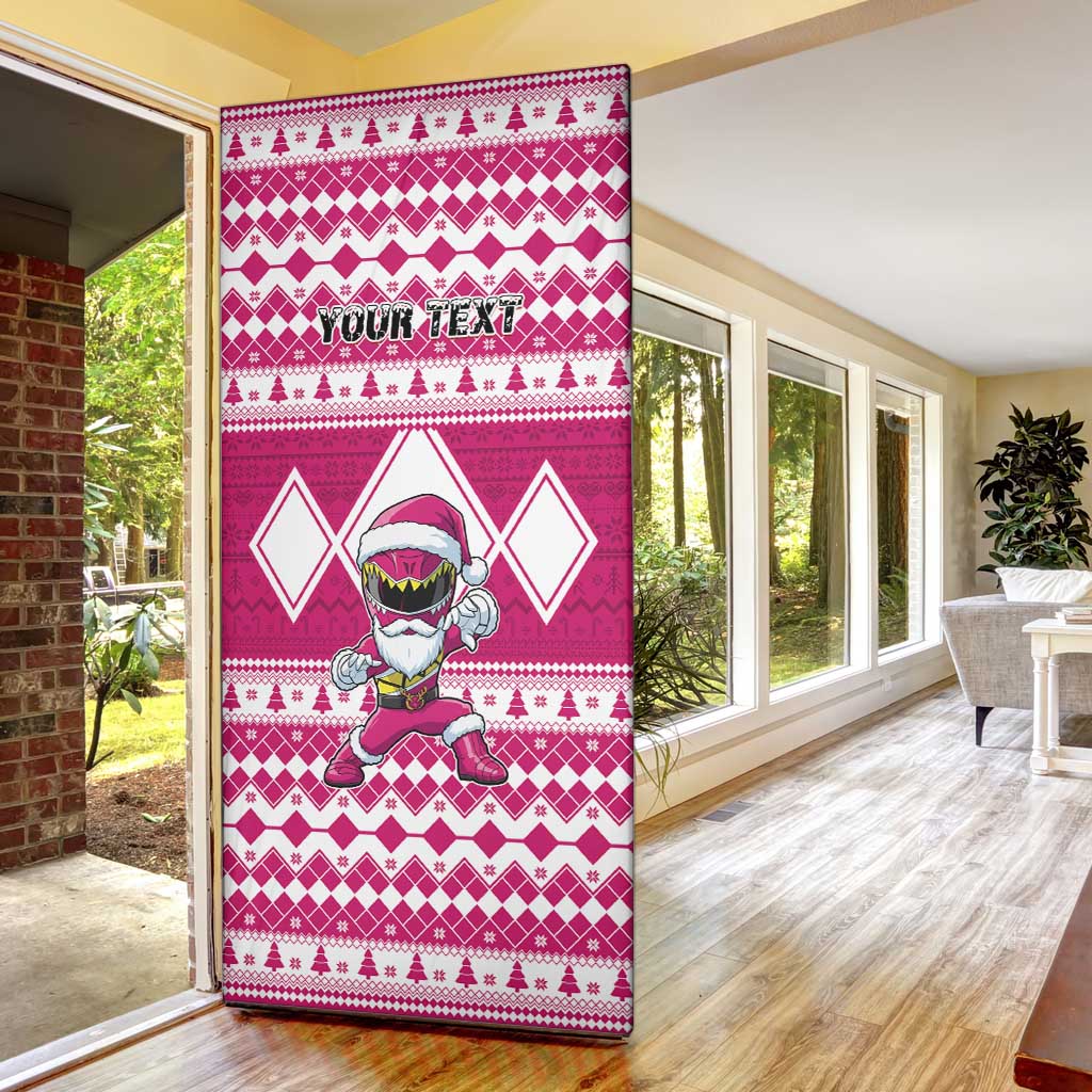 Personalized Power Pink Ranger Santa Claus Door Cover Funny Christmas - Wonder Print Shop