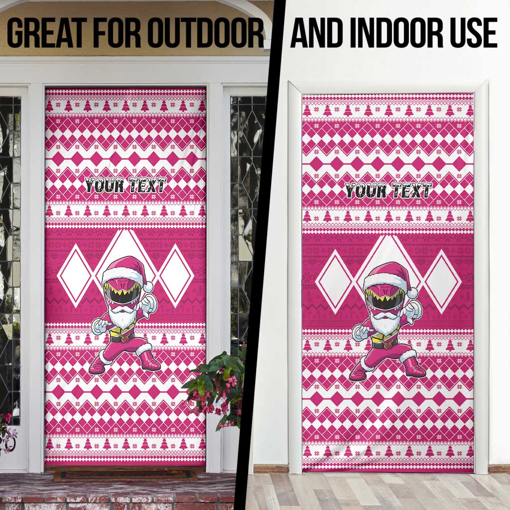 Personalized Power Pink Ranger Santa Claus Door Cover Funny Christmas - Wonder Print Shop