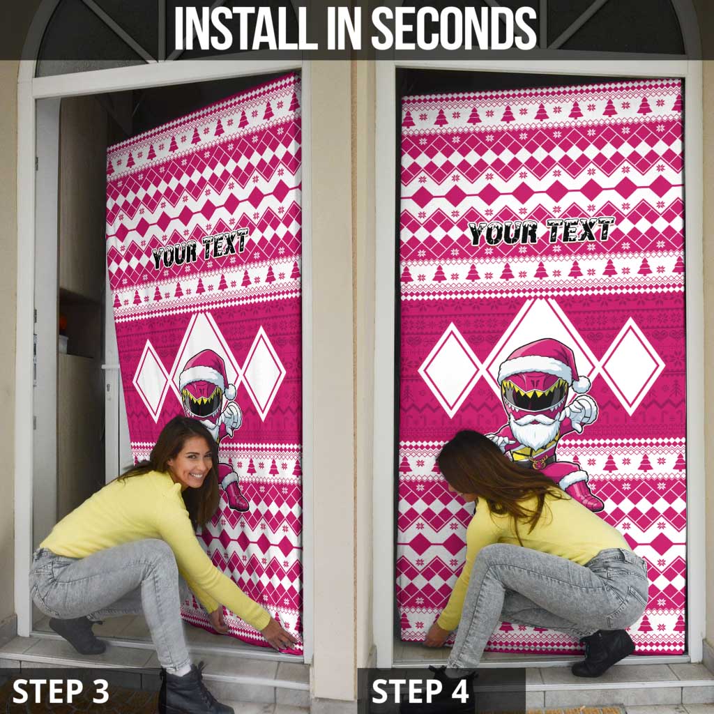 Personalized Power Pink Ranger Santa Claus Door Cover Funny Christmas - Wonder Print Shop