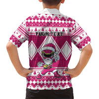 Personalized Power Pink Ranger Santa Claus Family Matching Mermaid Dress and Hawaiian Shirt Funny Christmas - Wonder Print Shop