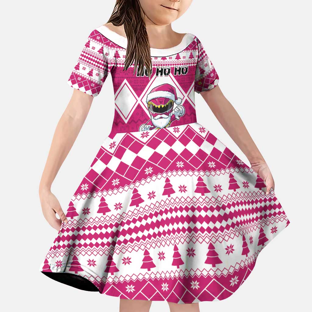 Personalized Power Pink Ranger Santa Claus Family Matching Mermaid Dress and Hawaiian Shirt Funny Christmas - Wonder Print Shop