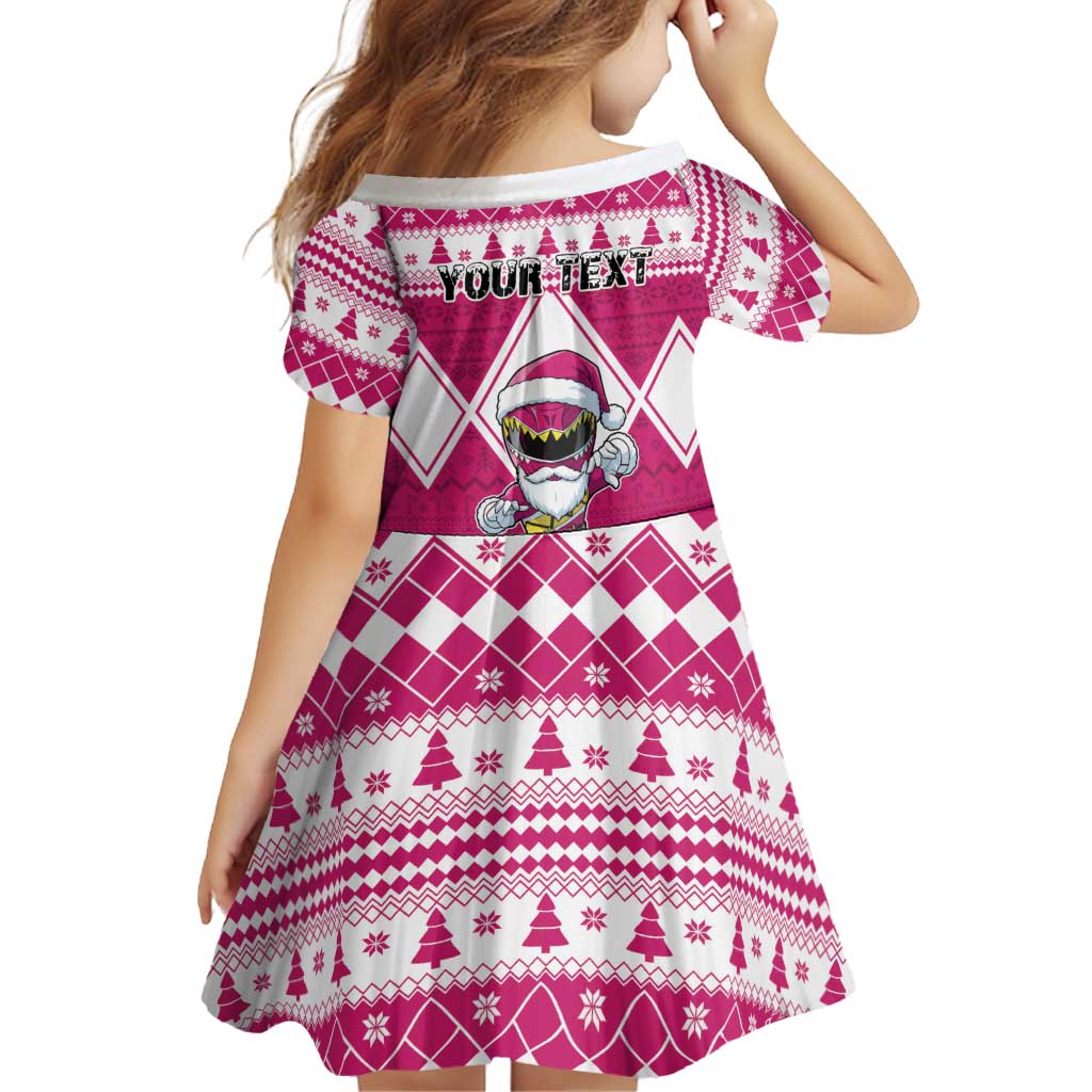Personalized Power Pink Ranger Santa Claus Family Matching Mermaid Dress and Hawaiian Shirt Funny Christmas - Wonder Print Shop