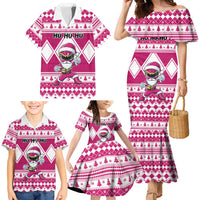 Personalized Power Pink Ranger Santa Claus Family Matching Mermaid Dress and Hawaiian Shirt Funny Christmas - Wonder Print Shop