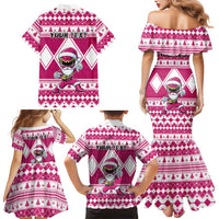 Personalized Power Pink Ranger Santa Claus Family Matching Mermaid Dress and Hawaiian Shirt Funny Christmas - Wonder Print Shop